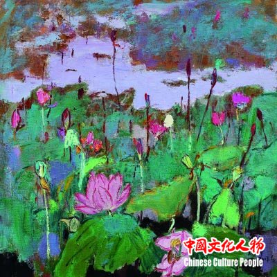 青荷(油画) 120×120厘米 张立平